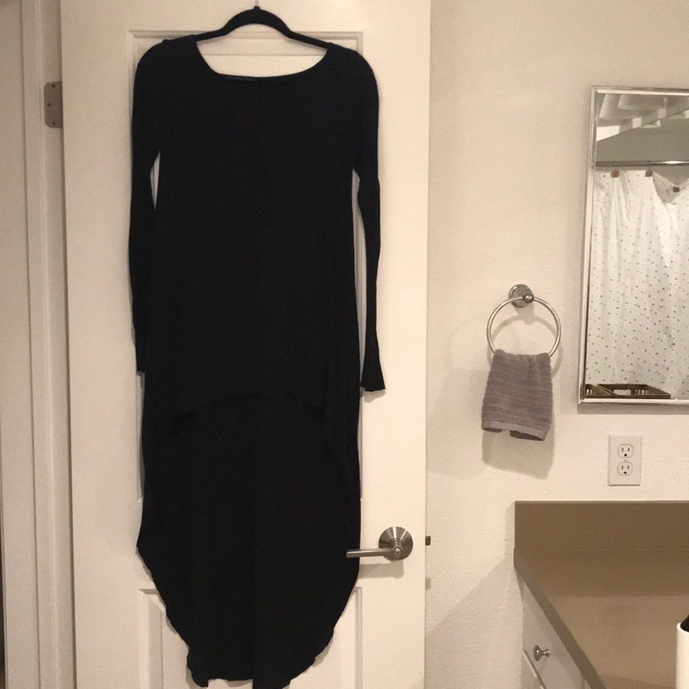 Black long sleeve high low shirt